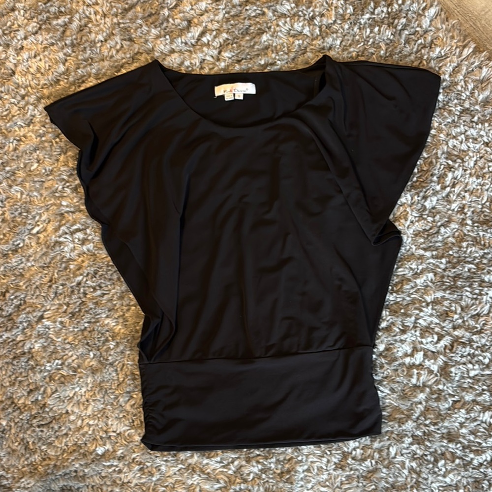 Black dressy flutter sleeve top